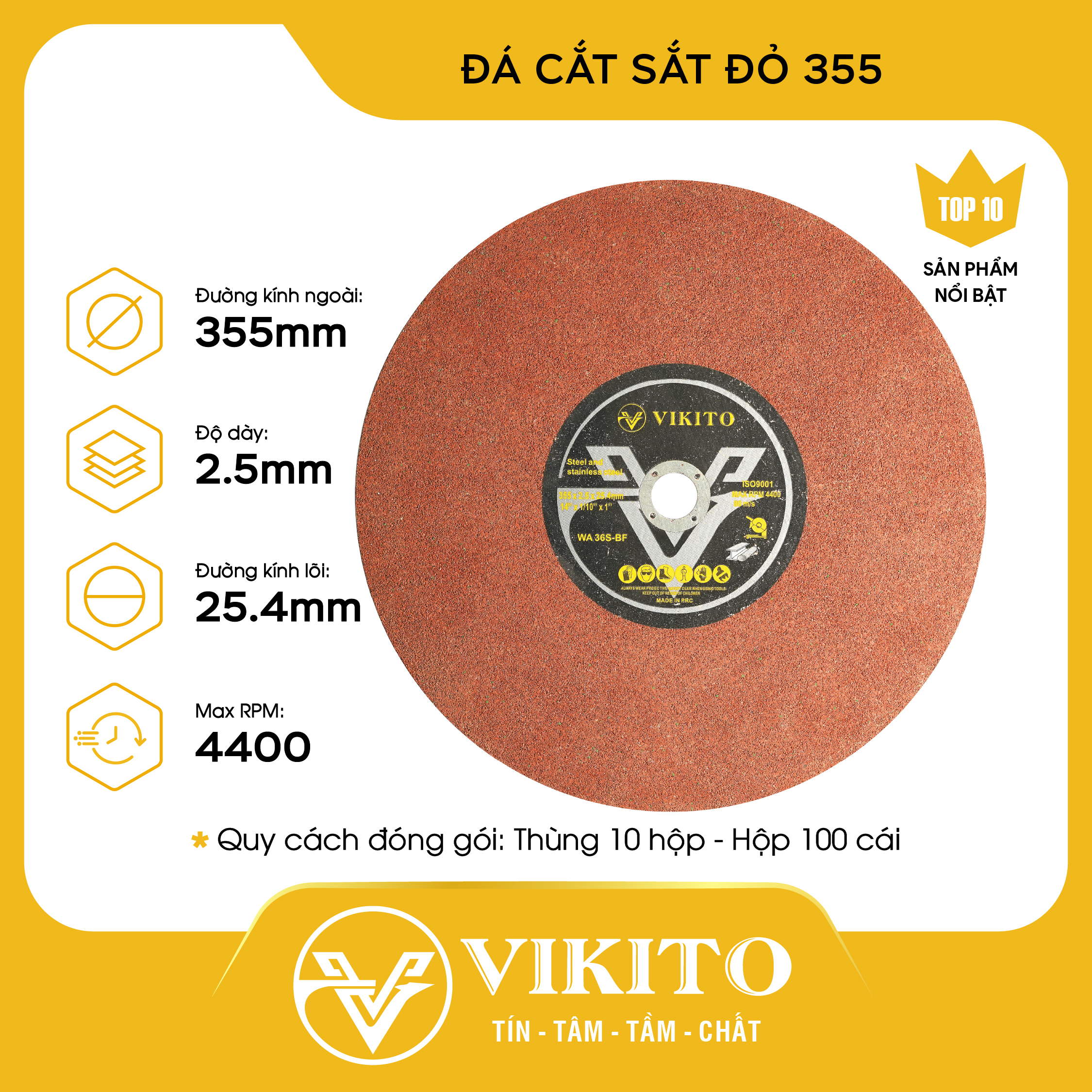 Đá cắt 355 VIKITO đỏ